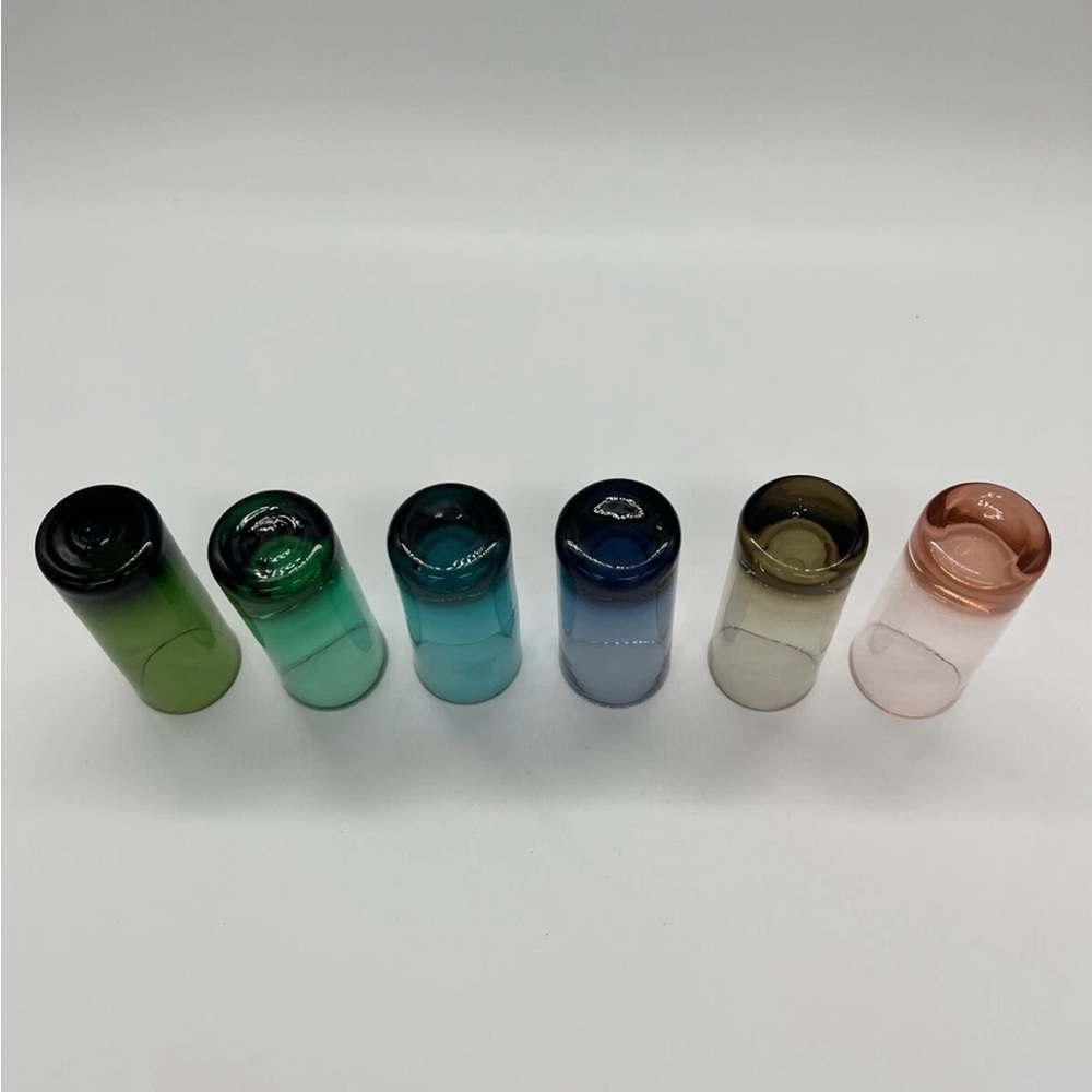 Vintage Handblown Unique Bold Vibrant Multi Color Shot Glasses Set of 6 - Picture 4 of 8